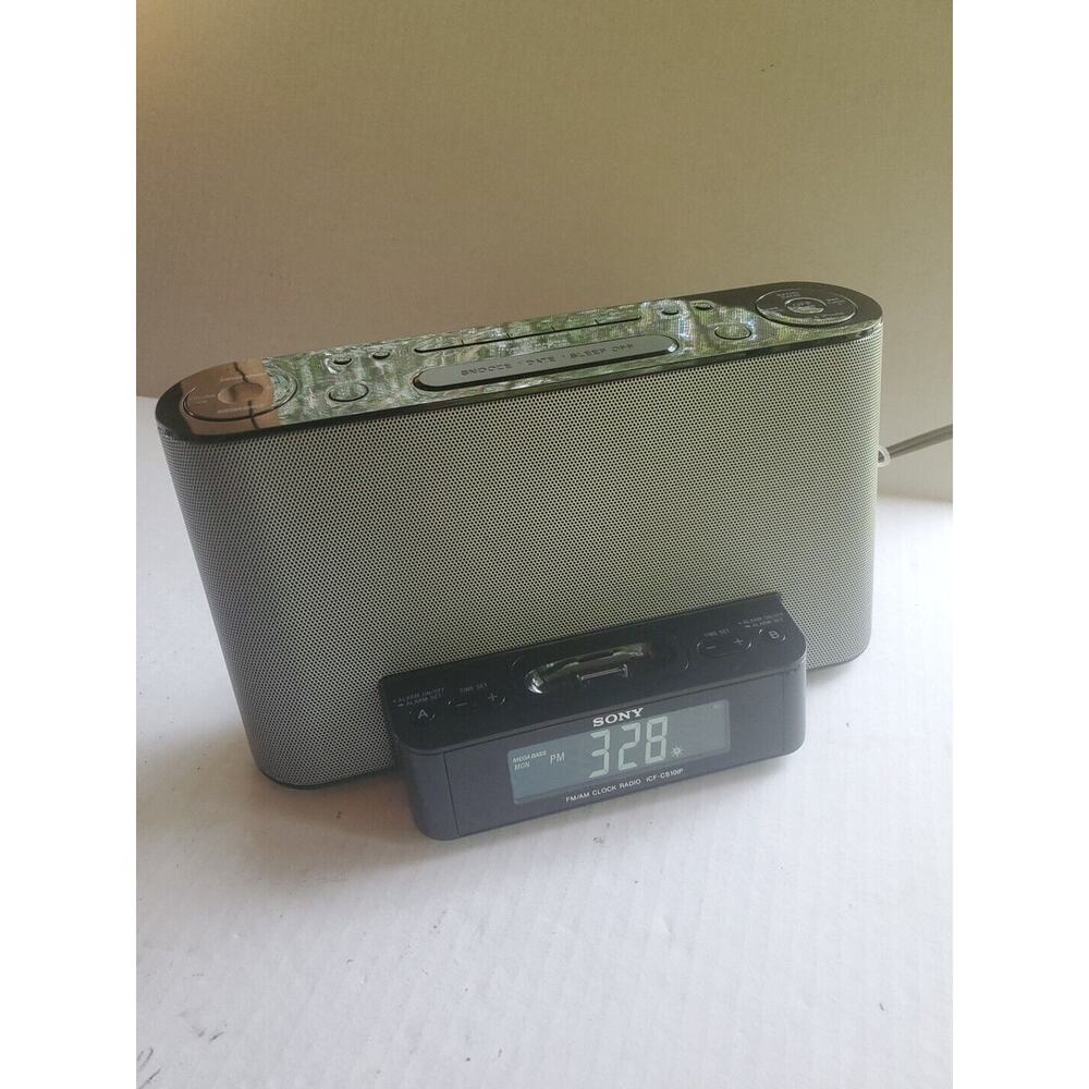 Sony ICF-CS10iP AM/FM Dream Machine IPOD Dock BLACK Model w/AC No Remote WORKS 1